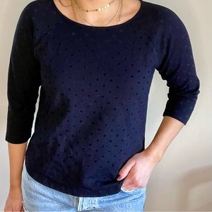 Jcrew Velvet Polka Dot Three Quarter Length Sleeve Blouse